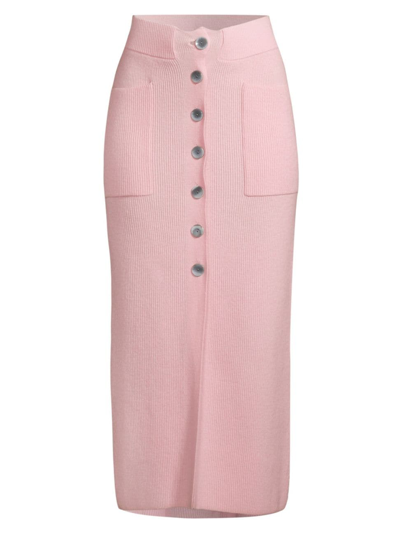 Shop Emporio Armani Women's Rib-knit Wool-cashmere Blend Midi-skirt In Light Pink