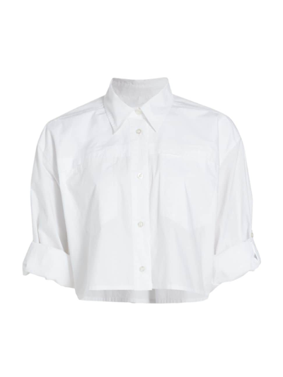 Shop Remain Birger Christensen Women's Cotton Poplin Cropped Shirt In Bright White