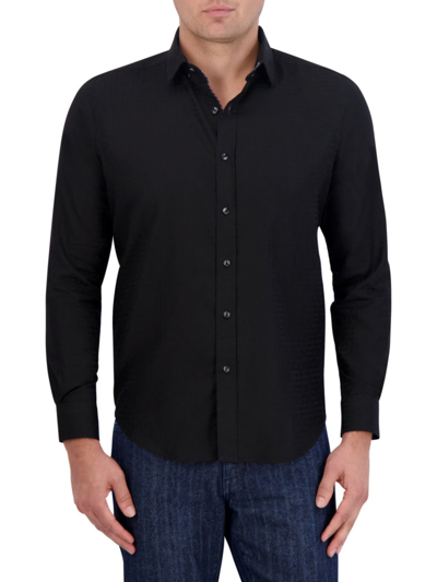 Shop Robert Graham Men's Amory Geometric Button-front Shirt In Black