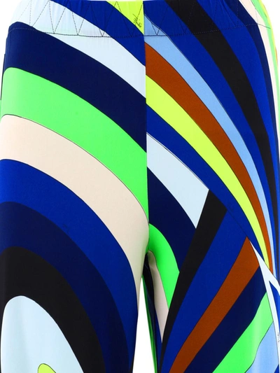 Shop Pucci "iride" Printed Trousers In Blue