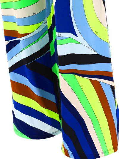 Shop Pucci "iride" Printed Trousers In Blue