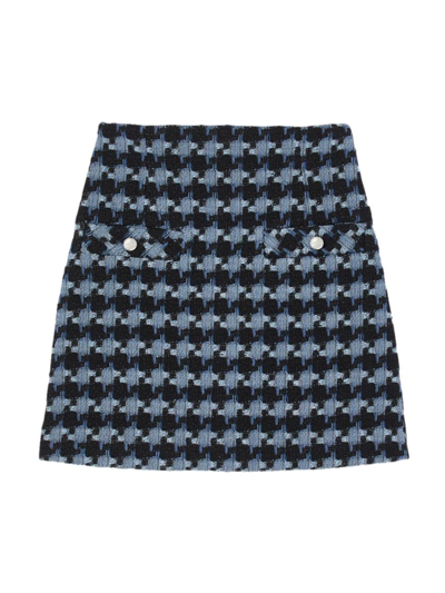 Shop Sandro Women's Short Tweed Skirt In Blue Black