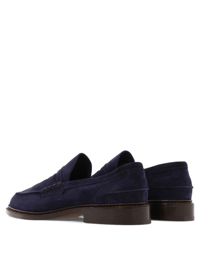 Tricker's Suede Loafers With Round Toe And Penny Strap In Black
