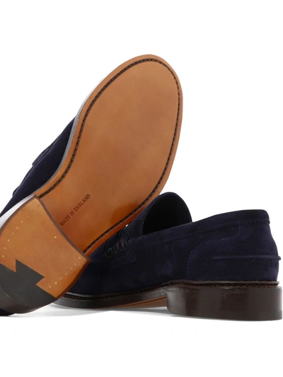 Tricker's Suede Loafers With Round Toe And Penny Strap In Black