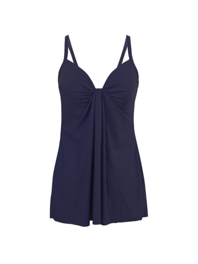 Shop Miraclesuit Swim Women's Rock Solid Marina Tankini Top In Midnight Blue