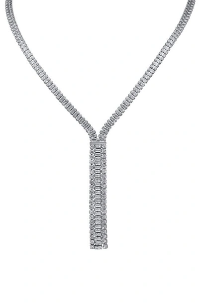 Shop Cz By Kenneth Jay Lane Cubic Zirconia Y-necklace In Clear/silver