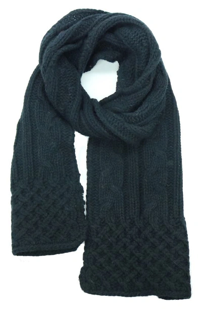 Portolano Chunky Cable Knit Scarf In Black