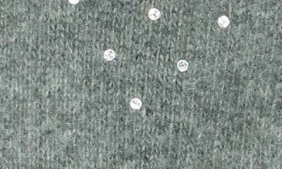 Shop Portolano Crystal Embellished Cashmere Gloves In Medium Heather Grey
