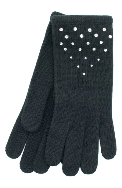 Shop Portolano Crystal Embellished Cashmere Gloves In Black