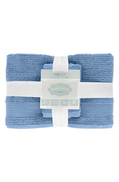 Shop Chic Jacquard Weave Cotton 6-piece Bath Towel Set In Blue