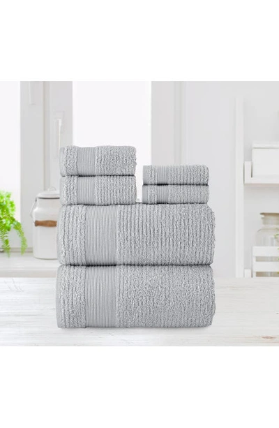Shop Chic Jacquard Weave Cotton 6-piece Bath Towel Set In Grey