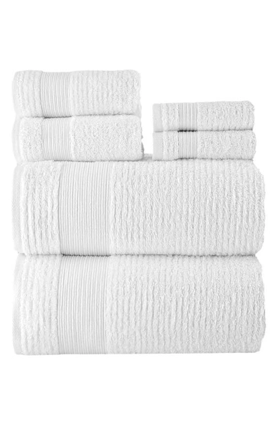 Shop Chic Jacquard Weave Cotton 6-piece Bath Towel Set In White