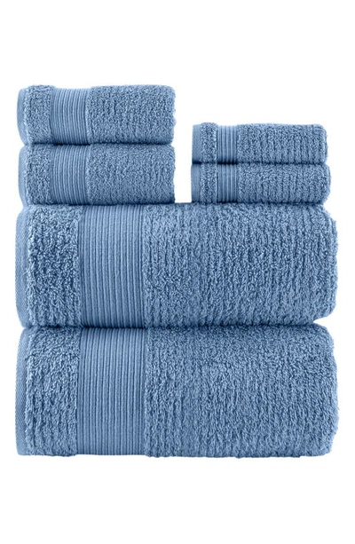 Shop Chic Jacquard Weave Cotton 6-piece Bath Towel Set In Blue