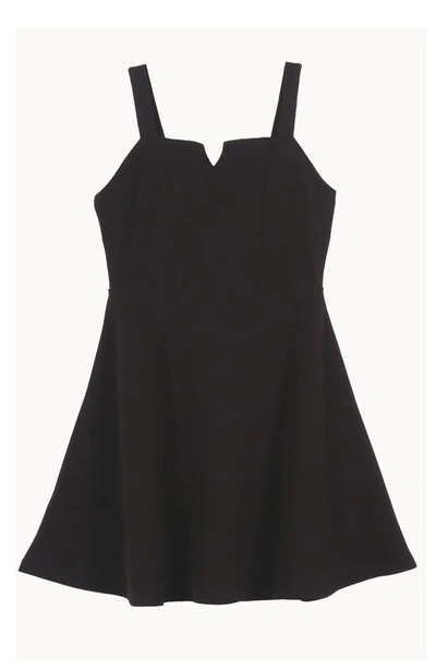 Shop Zunie Kids' Notch Bow Back Skater Dress In Black