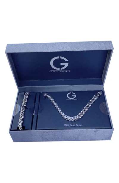 Shop Clancy Garrett Franco Chain Necklace & Bracelet Set In Silver