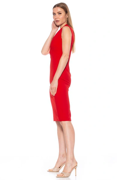 Shop Alexia Admor Cora Ruched Asymmetric Sheath Dress In Red