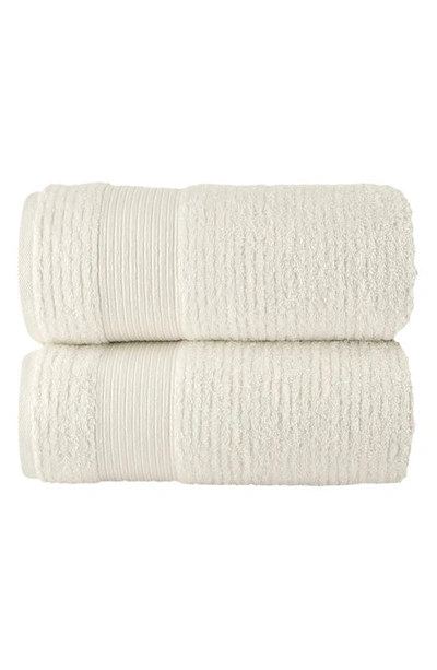 Shop Chic Jacquard Weave Cotton 2-piece Bath Sheet Set In Beige