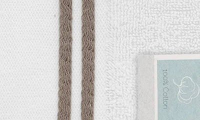 Shop Chic Stripe Hem Cotton 2-piece Bath Sheet Set In White-taupe