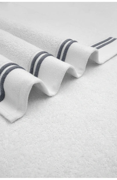 Shop Chic Stripe Hem Cotton 2-piece Bath Sheet Set In White-grey