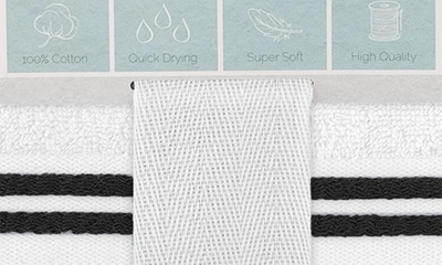 Shop Chic Stripe Hem Cotton 2-piece Bath Sheet Set In White-black