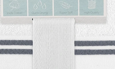 Shop Chic Stripe Hem Cotton 2-piece Bath Sheet Set In White-grey