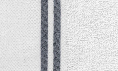 Shop Chic Stripe Hem Cotton 3-piece Bath Towel Set In White-grey