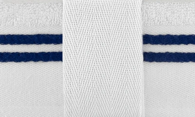Shop Chic Stripe Hem Cotton 2-piece Bath Sheet Set In White-navy