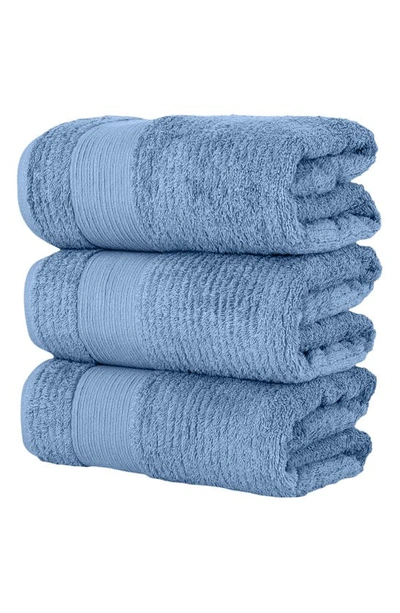 Shop Chic Jacquard Weave Cotton 3-piece Bath Towel Set In Blue