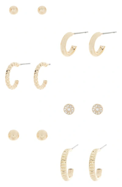 Shop Melrose And Market Set Of 6 Assorted Stud & Hoop Earrings In Clear- Gold