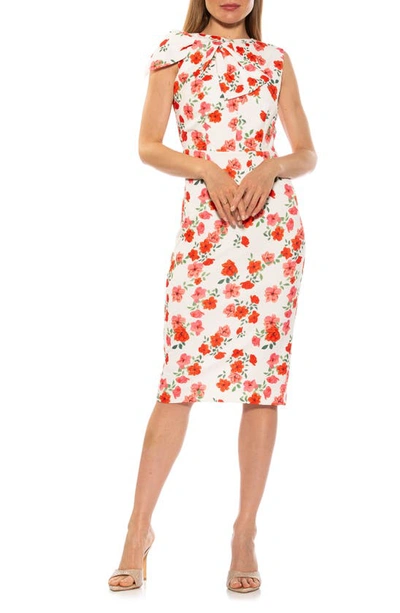 Shop Alexia Admor Brigitta Bow Tie Bodice Midi Dress In Red Floral