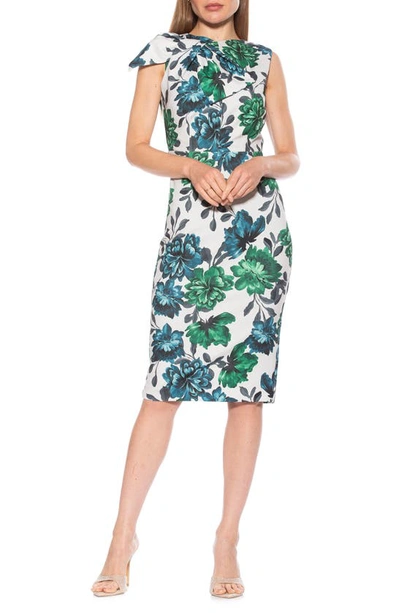 Shop Alexia Admor Brigitta Bow Tie Bodice Midi Dress In Blue Floral