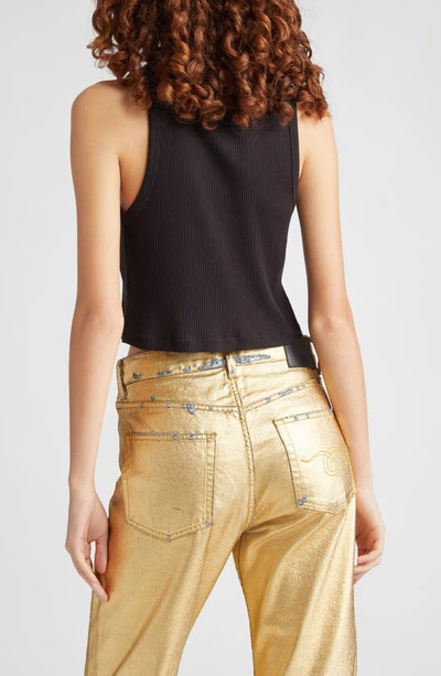 R13 Distressed Cotton Crop Tank In Black