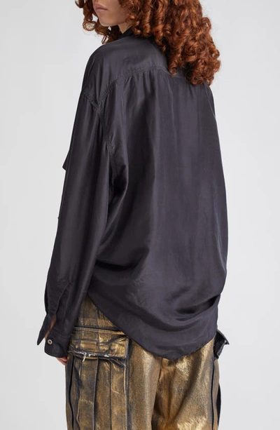 Shop R13 Oversize Silk Shirt In Overdyed Black