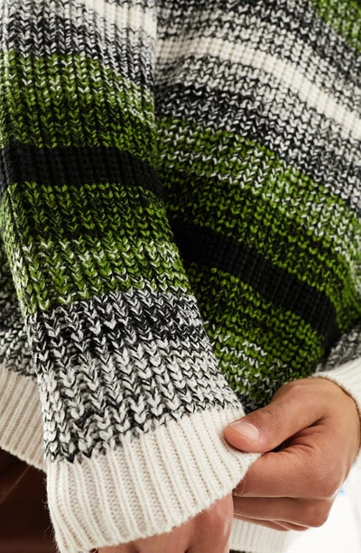 Shop Asos Design Stripe Oversize Sweater In Medium Green