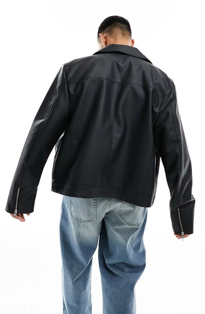 Shop Asos Design Faux Leather Biker Jacket In Black