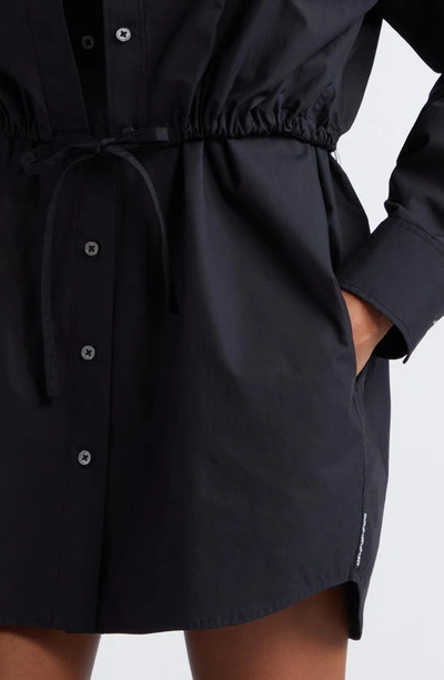 Shop Alexander Wang Layered Long Sleeve Mini Shirtdress In Black