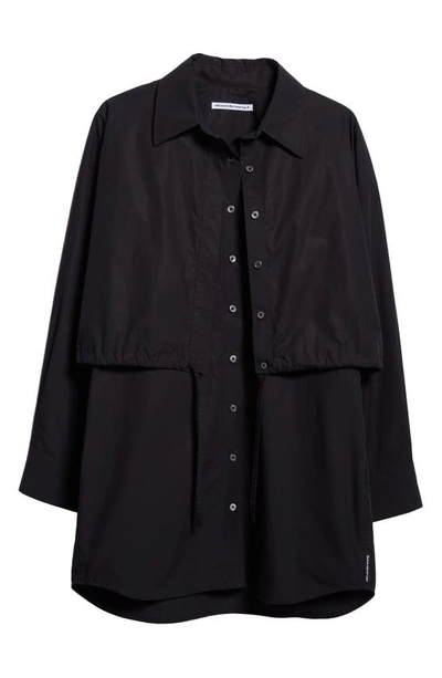 Shop Alexander Wang Layered Long Sleeve Mini Shirtdress In Black