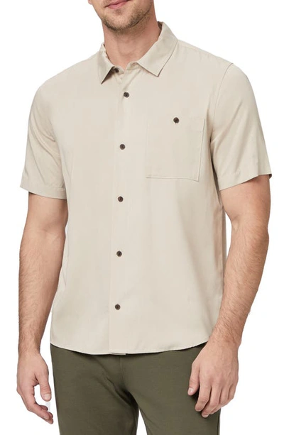 Shop Paige Wilmer Short Sleeve Button-up Shirt In Sand Fossil