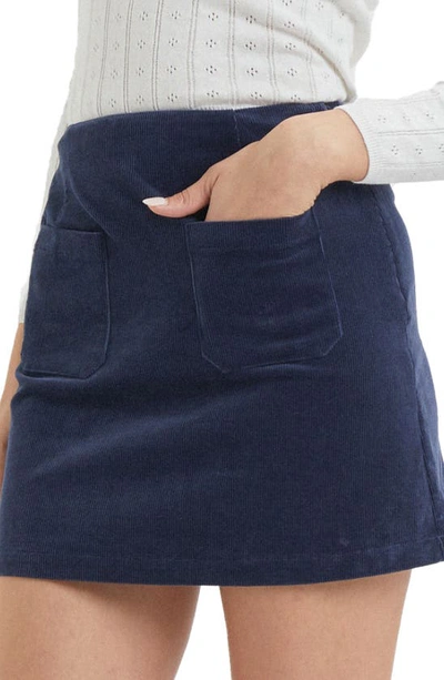 Rolla's Andie Patch Pocket Cotton Corduroy Miniskirt In Navy Cord