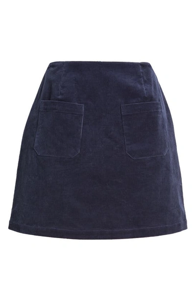 Rolla's Andie Patch Pocket Cotton Corduroy Miniskirt In Navy Cord