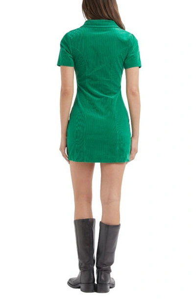 Shop Rolla's Francoise Stretch Cotton Corduroy Mini Shirtdress In Green