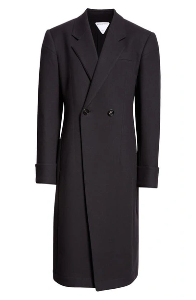 Shop Bottega Veneta Structured Double Breasted Coat In Black