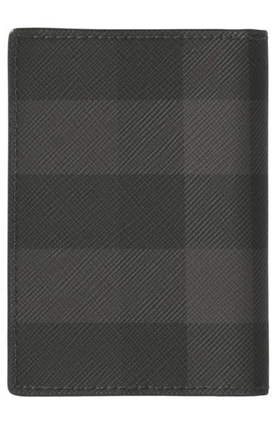 Shop Burberry Bateman Check Coated Canvas Bifold Wallet In Charcoal
