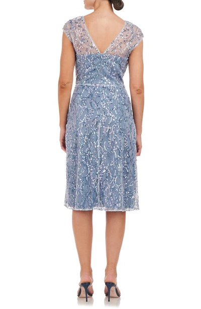 Shop Js Collections Jay Sequin Illusion Neck Cocktail Dress In Baby Blue