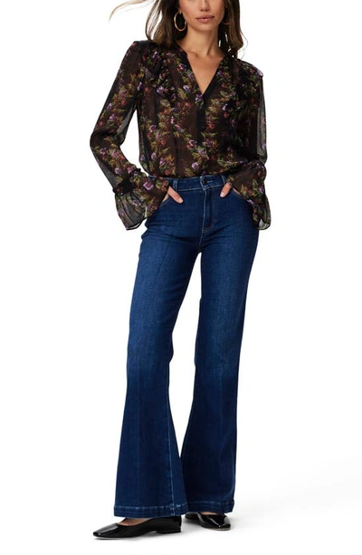 Shop Paige Tuscany Floral Print Silk Georgette Button-up Shirt In Black Multi