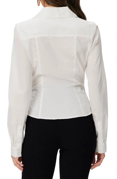Shop Paige Alera Pleated Cotton Button-up Shirt In White