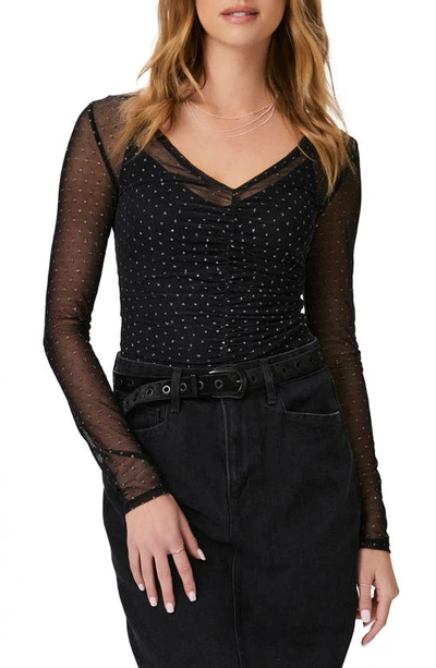 Shop Paige Meena Floral Long Sleeve Top In Black