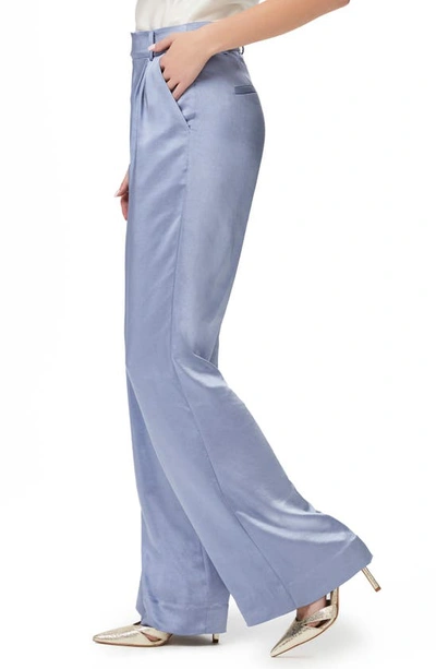 Paige Elyana High Waist Satin Trousers In Iced Slate