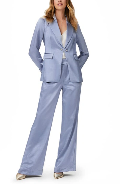 Paige Elyana High Waist Satin Trousers In Iced Slate