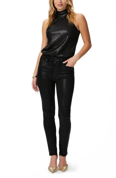 Paige Erina Sequin Bodysuit In Matte Black